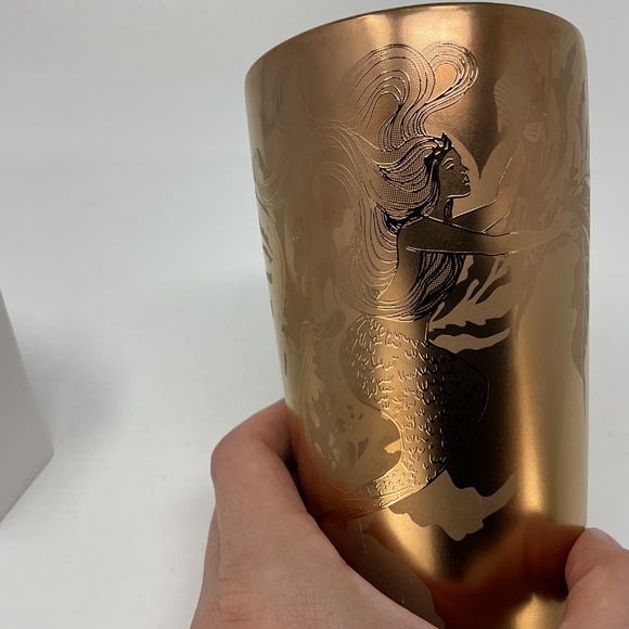 Starbucks 2022 Gold Mermaid Ceramic Travel Tumbler Cup with Lid - Picture 8 of 10